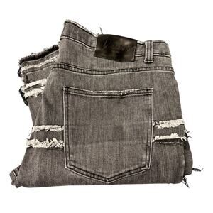 Valabasas Jeans Distressed Stacked Flare Mens 40 (41x36 ACTUAL) Dark Gray Denim